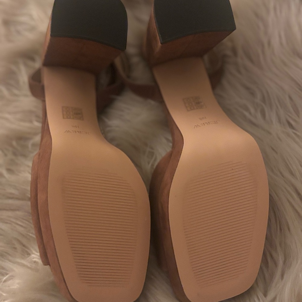 J Crew Ankle Strap Platform Heels in Caramel Suede Women's Sz10, NWOT - Picture 3 of 6